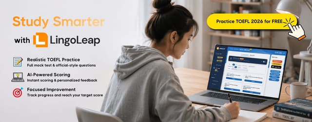 A Clickable image that advertises LingoLeap — an AI-powered TOEFL Practice Platform